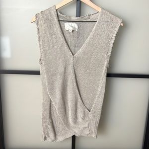 Brochu Walker Linen Wrap Sleeveless Sweater Size Small